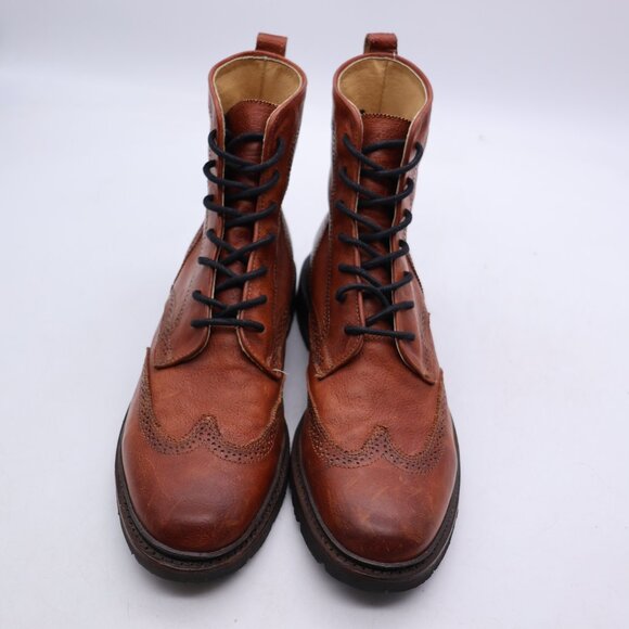 Frye James Lug Wingtip Leather Lace up Chukka Boots Men's Size 10 D Brown Ankle - Picture 2 of 12